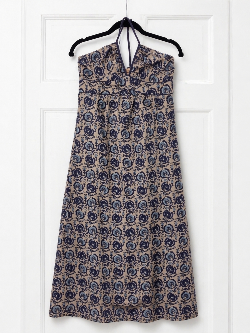 Mossimo Supply Co. Navy and Beige Halter-Style Maxi Dress